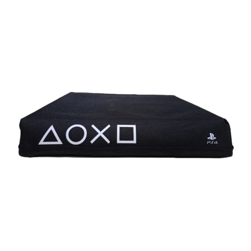 Capa anti poeira PS4 SLIM Preta logo botões HORIZONTAL
