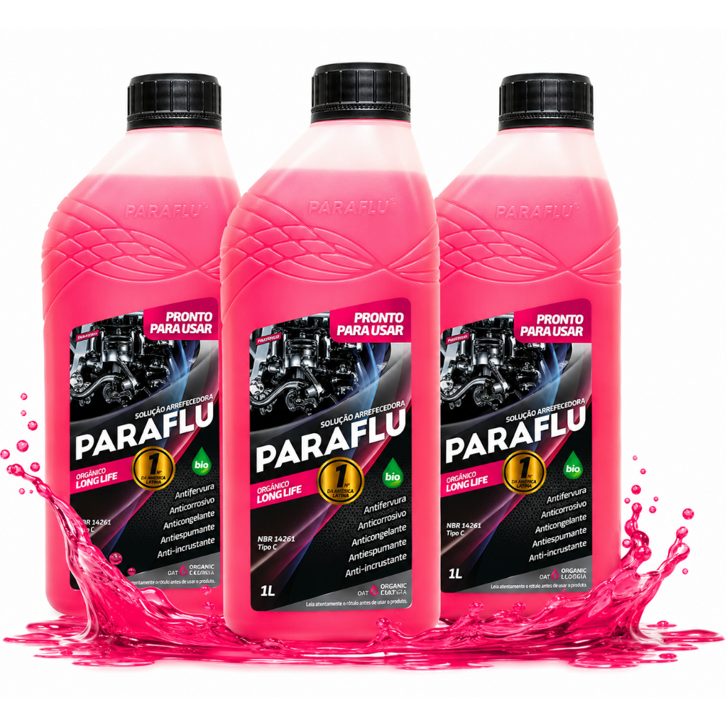 Aditivo Para Radiador Paraflu Orgânico Rosa Pronto Uso 1L Kit 2 ou 3 Original