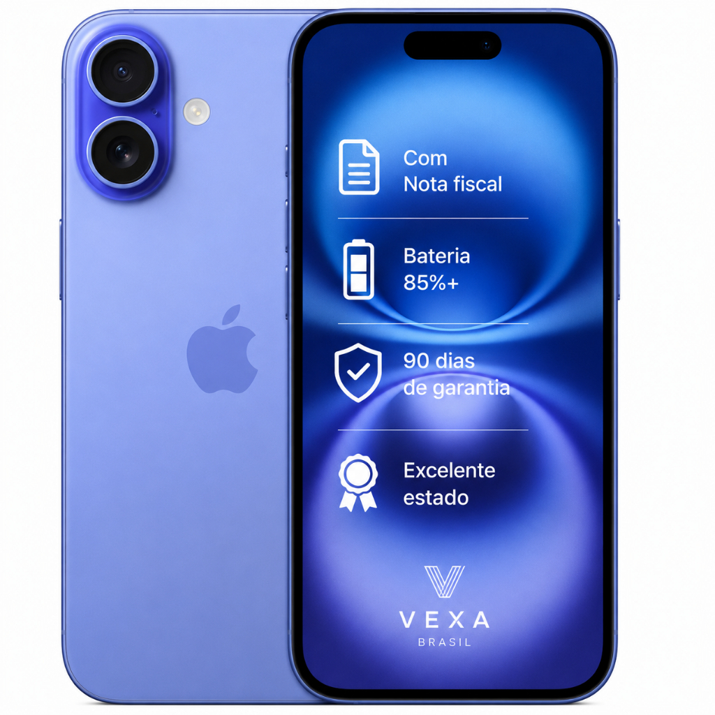 Apple iPhone 16 128GB Azul | Semi Novo Premium | Bateria Mínima 85%