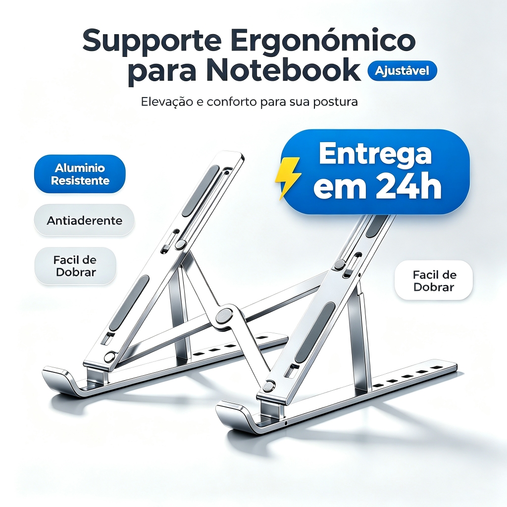 Suporte para laptop de alumínio dobrável, portátil, ajustável, para laptops de 10 a 17 polegadas