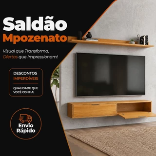 Rack Tv 75 Pol. Suspenso 180cm 2 Portas Lila Cinamomo Z49 - Mpozenato