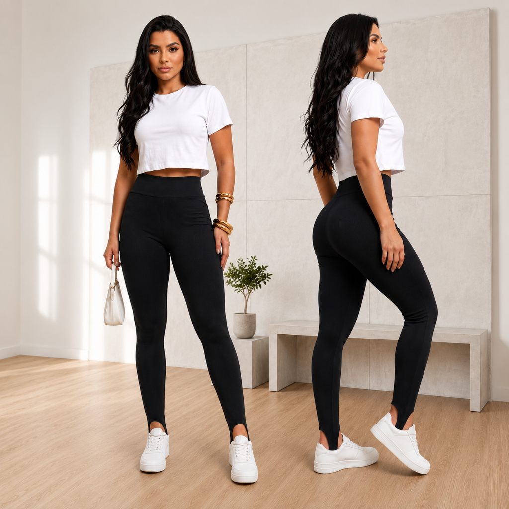 Calça Legging Feminina Pezinho Cintura Alta Modeladora Academia Fitness Sem Transparência Premium