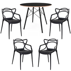 Conjunto Mesa Eames Redonda 90cm com 4 Cadeiras Allegra Injetada Polipropileno Sala de Jantar