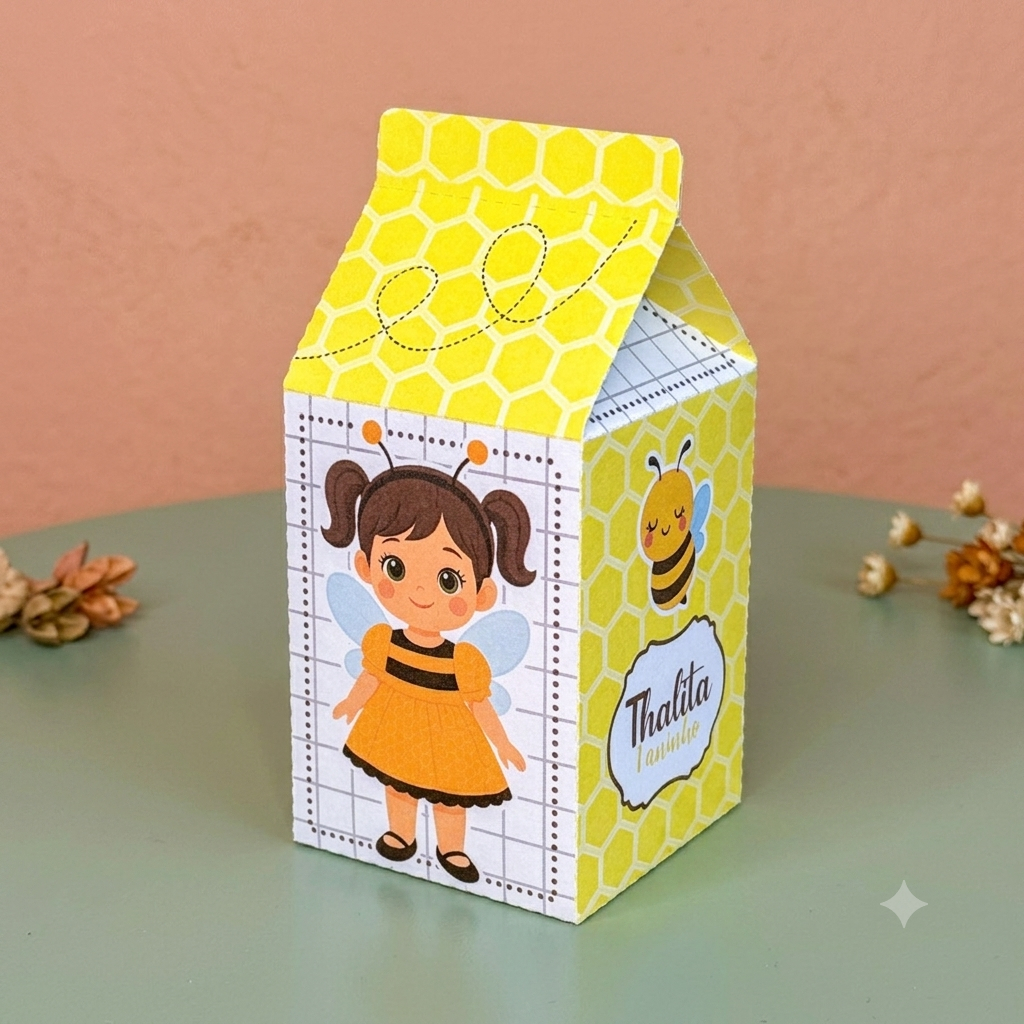 Kit 20 Caixinhas Milk Jardim das Abelhinhas | Lembrancinhas Personalizadas para Festa Infantil Montagem em casa