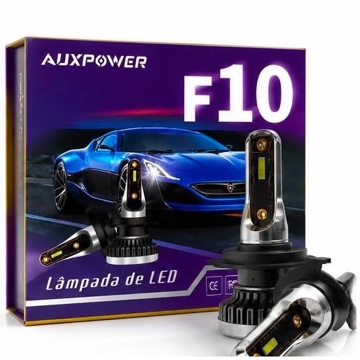 Par Lâmpada Super LED F10 AUXPOWER H1 H3 H4 H7 H8/H11 H16 HB3 HB4 Foco Branco 6500K Alto Brilho Plug & Play
