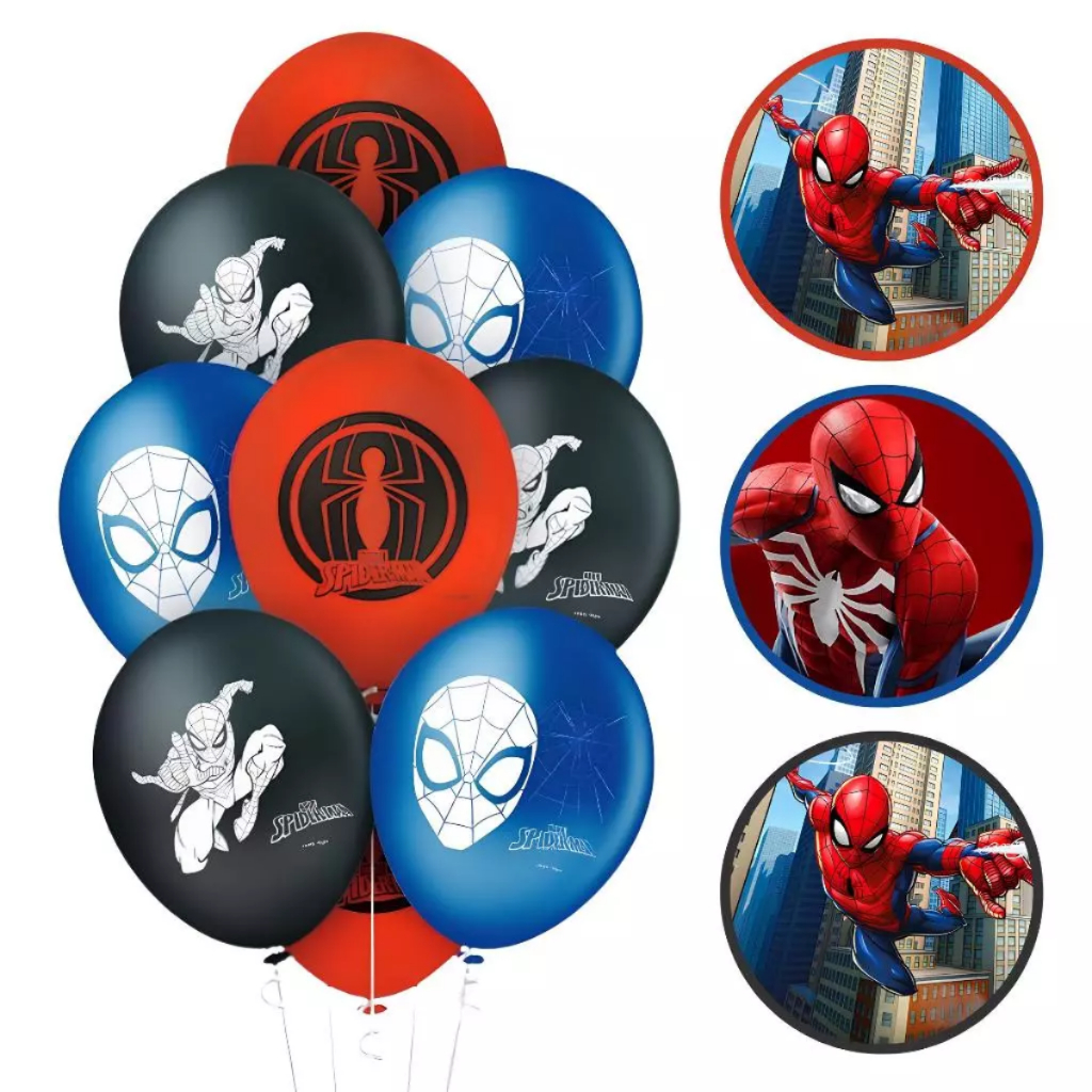 25~125 Balão Homem Aranha Spider Festa Redondo 9 Pol. Regina
