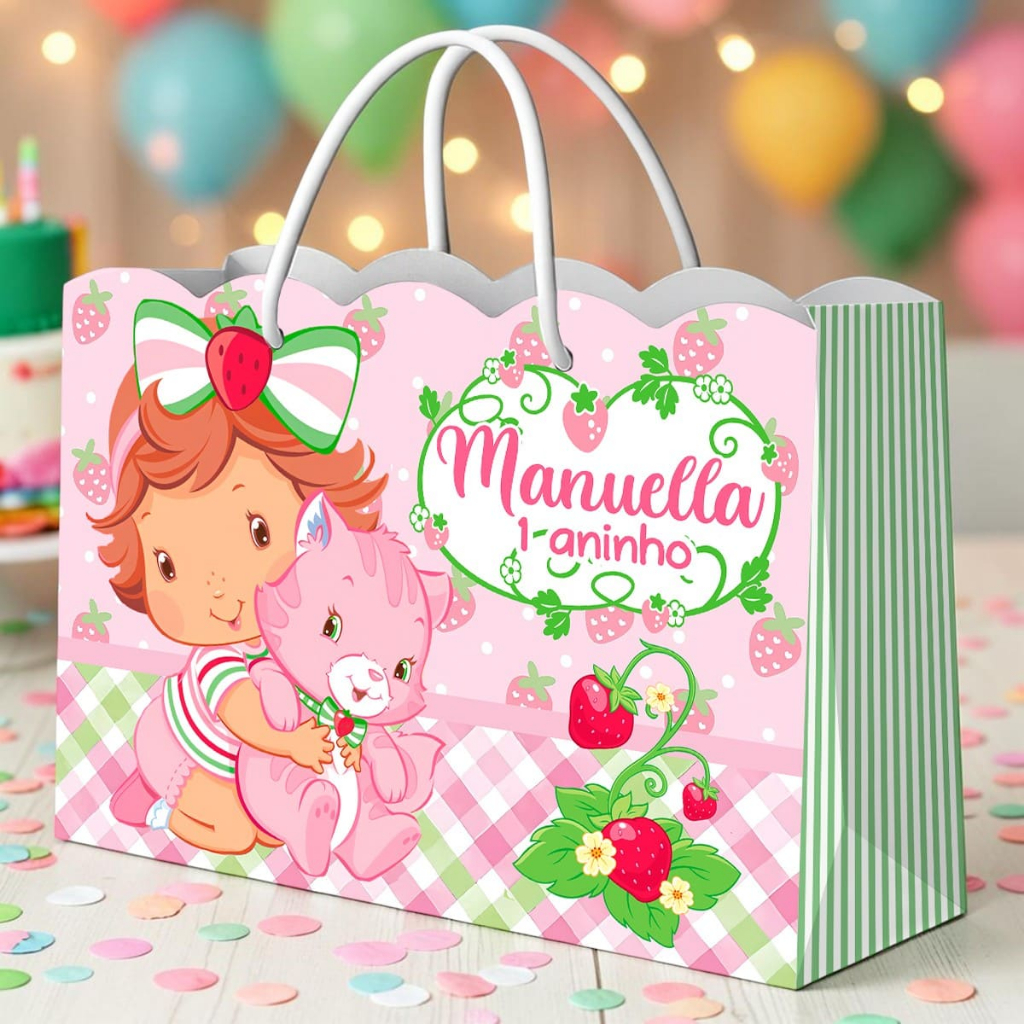 Sacolinha Nuvem Personalizada Moranguinho Baby Lembrancinha Festa Infantil