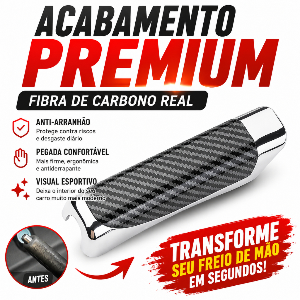 Capa Proteção Do Freio De Mão Carro E Manga De Decoração Cabo Antiderrapante Com Padrão De Fibra De Carbono
