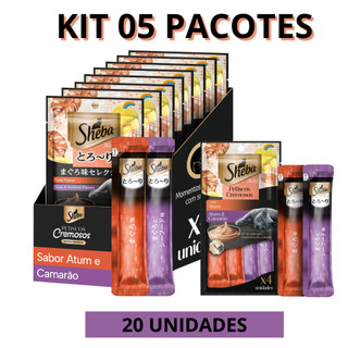 CHURU SNACK SHEBA CREMOSO Atum e Camarão para Gatos (kit 05 pacotes) 4 un cada pacote total 20 un