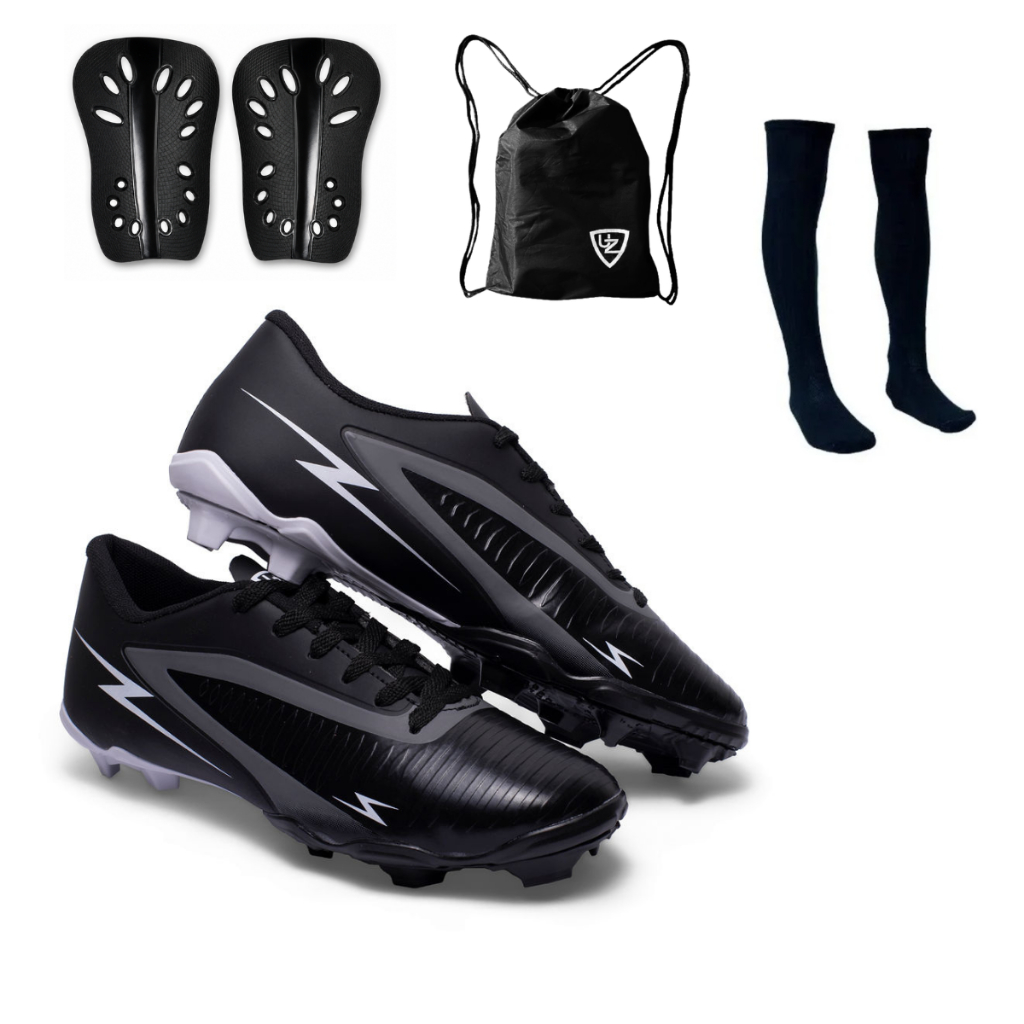 Chuteira Futebol Campo Striker Lançamento Uzze Sport + Meião + Caneleira + Mochila