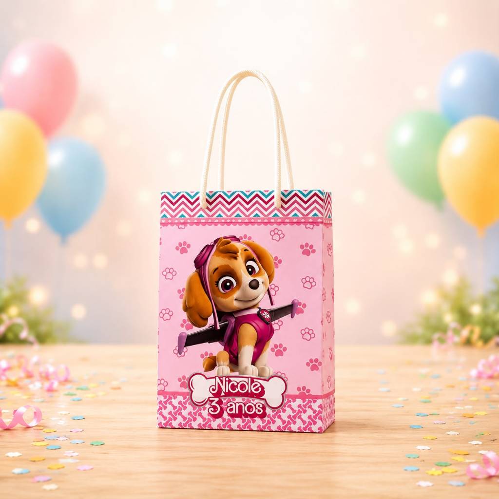 Sacolinha Skye Patrulha Canina Personalizados /Lembrancinha de Festa /Aniversário