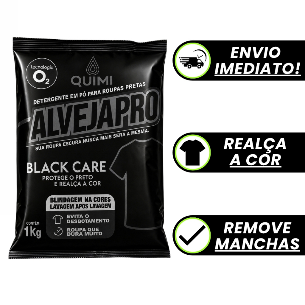 Percarbonato de Sódio Roupa Preta Escura 1kg Protege e Realça a Cor removedor de mancha Black Care