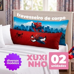 Kit 02 Xuxinho Xuxão Travesseiro Almofada de Corpo Infantil 85x25cm Super Fofo Enchimento Silicone