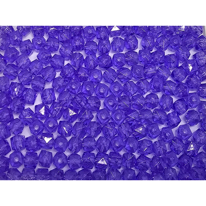 Miçanga Cubo Quadrado Passante 08mm Cores Transparentes - Pct c/ 500g (Acrílico/PS Cristal)