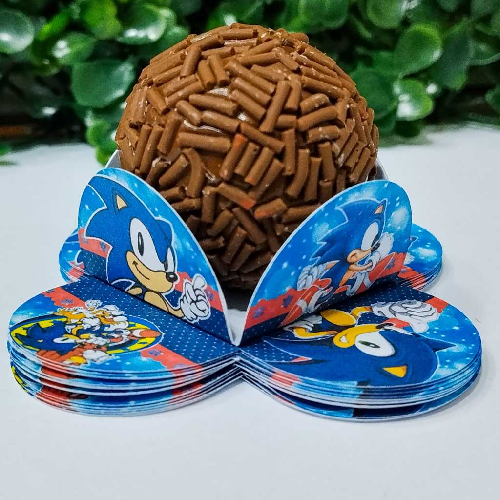 Forminha de Doce Sonic 4 Pétalas Kit 50 100 200 300 Unidades Aniversário Pronta Entrega Envio 24h