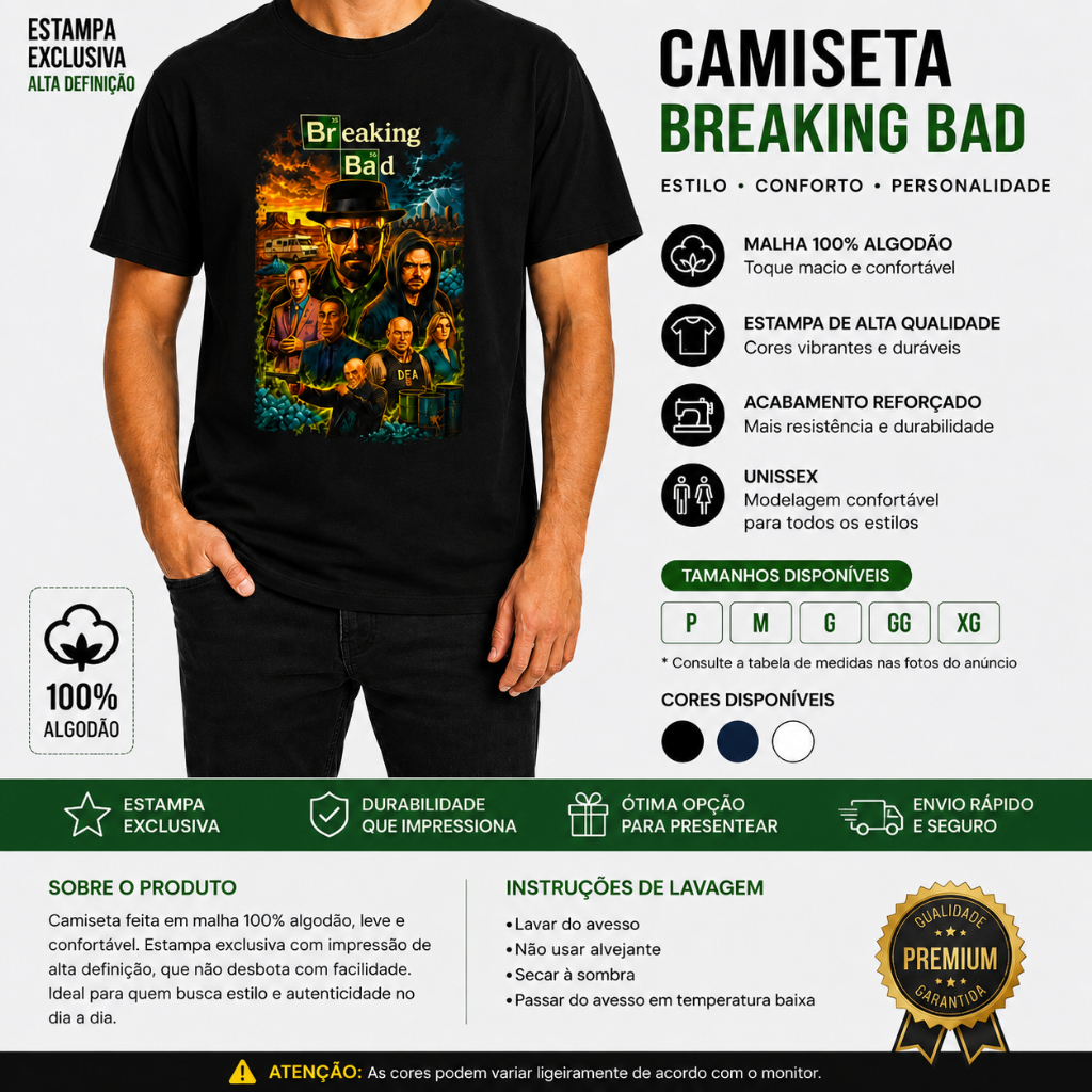 Camiseta Unissex Inspirada em Série Clássica Estampa Full Print 100% Algodão Adulto e Infantil