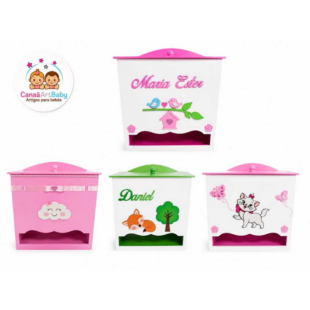 Porta Fraldas Bebê MDF Kit Higiene Bebê Organizador de Fraldas