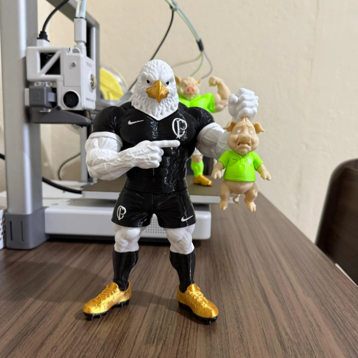 Mascotes de Futebol Bonecos 3D Santos Palmeiras Corinthians Atlético MG 16cm ou 25cm Colecionável