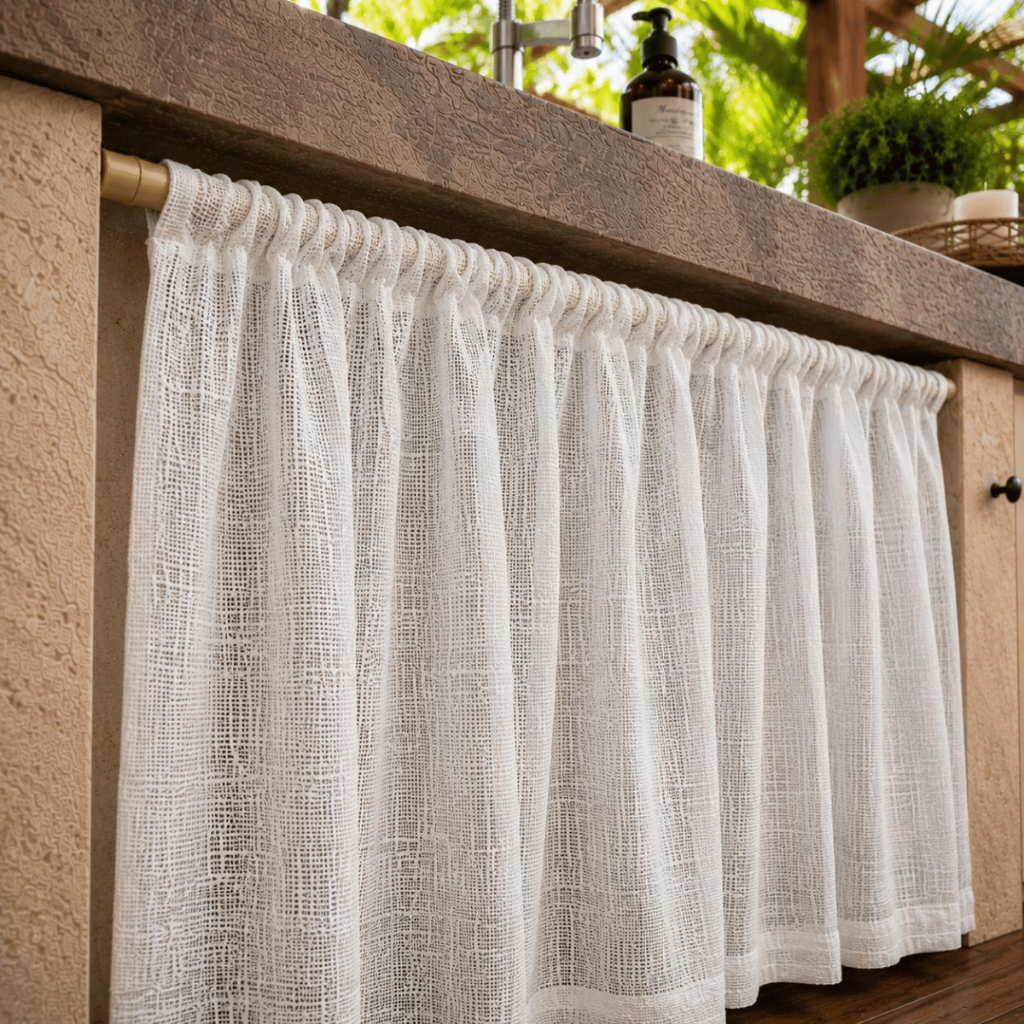 Cortina Para Pia Voil Linho Flame 1,40m x 0,80cm Cozinha