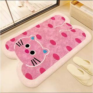Tapete Banheiro Estampa Gato Cachorro 60X40 CM  Pelúcia Macio Antiderrapante Premium