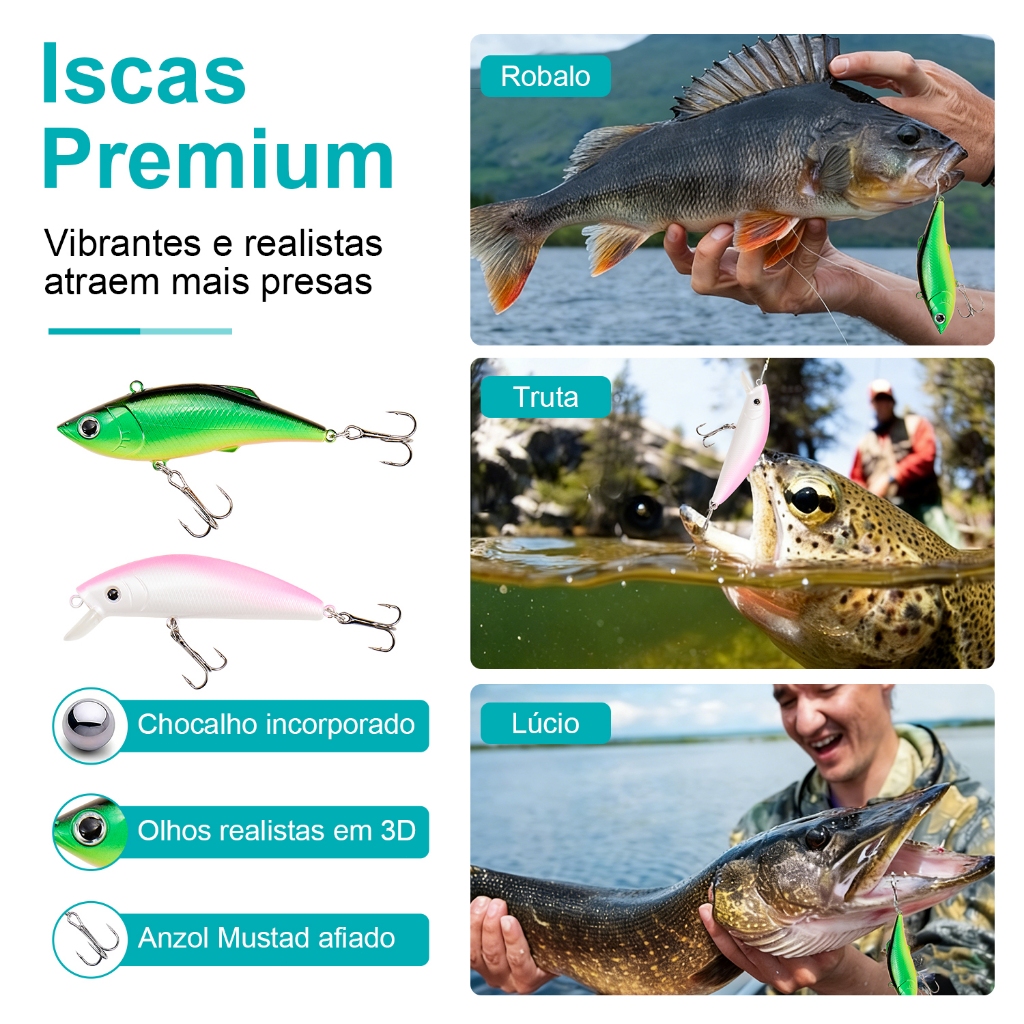 Kit 120 Iscas Artificiais Pesca Completo JOYFOX Com Estojo · foto 2