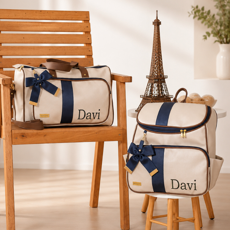 Kit Bolsa Maternidade Menino/Menina Personalizado - 02 Peças