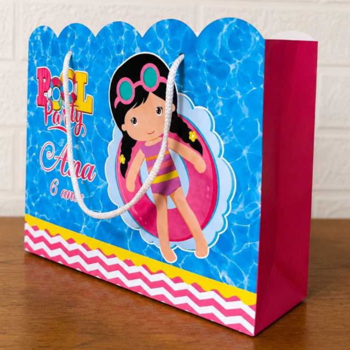 Sacolinha Bolsinha Personalizada Pool Party menina - lembrancinha aniversario