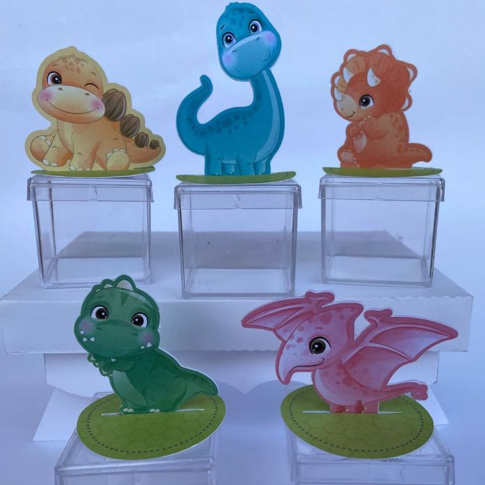 20 Apliques 3D Dinossauro Menino 5 cm | Papel Fotográfico | Tag Personalizada para Lembrancinhas Festa Infantil