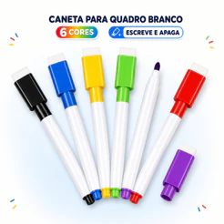 6 Cores Kit Caneta 6/12/18 Unidades Quadro Branco Marcador Apagável com Apagador