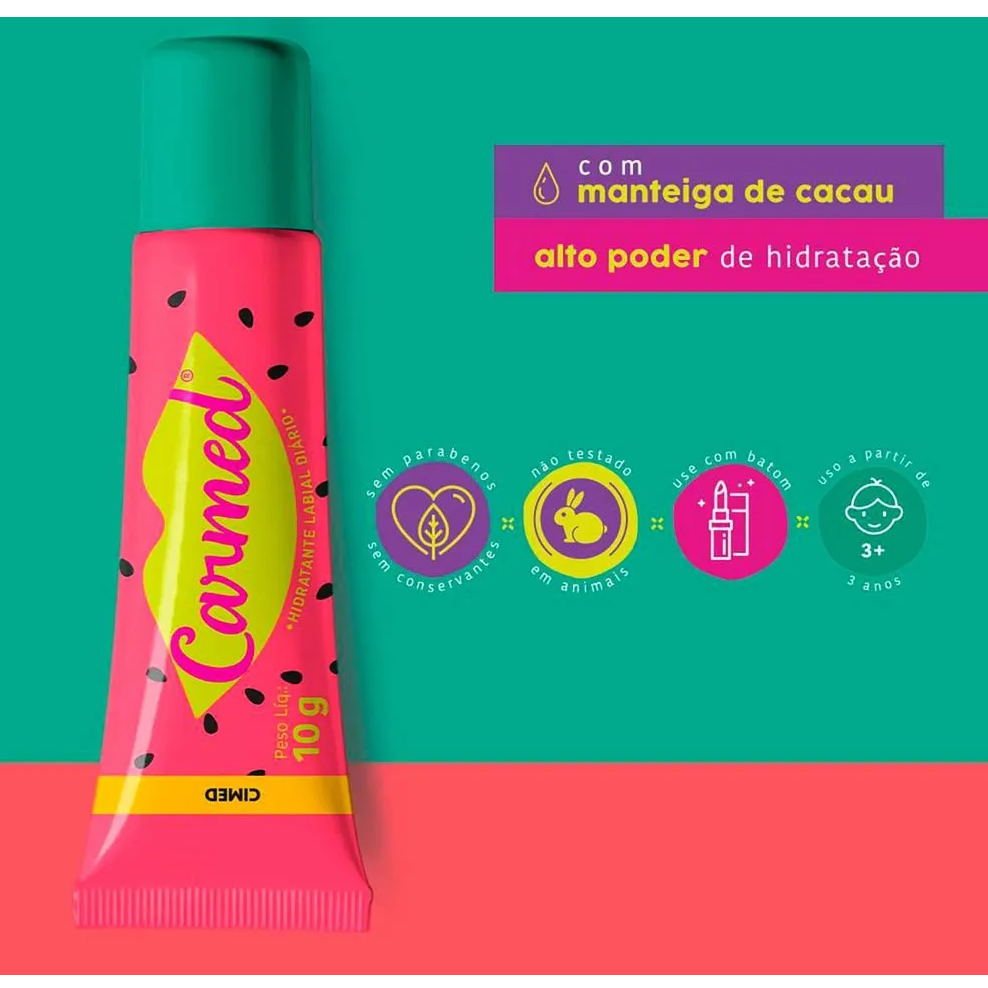Carmed Melancia Hidratante Labial Incolor 10g Cimed Original