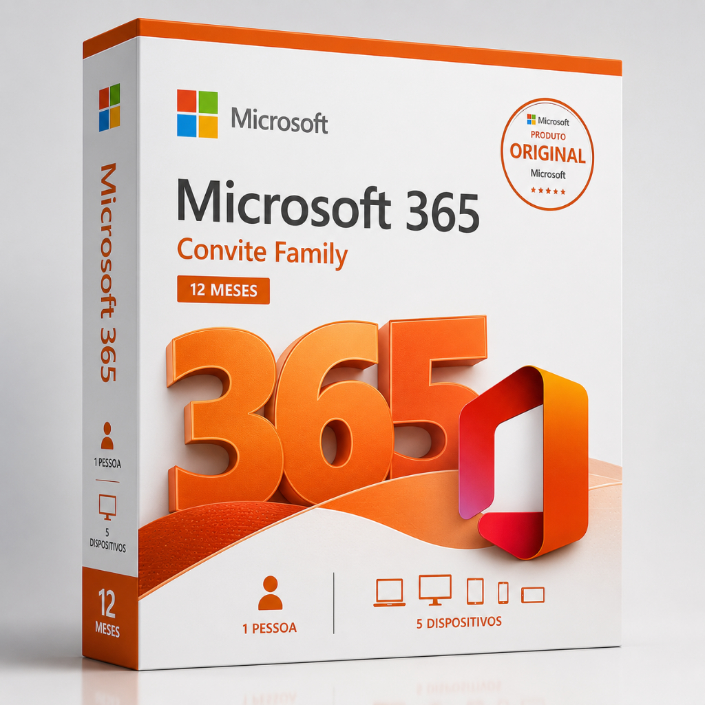 Office 365 Original – Convite 12 Meses + 1TB OneDrive Entrega Física - CONVITE FAMILY