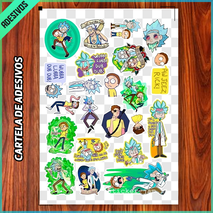 Cartela de Adesivos Rick And Morty, Vinil À Prova D'água, Séries, Tv, Geek, Stickers