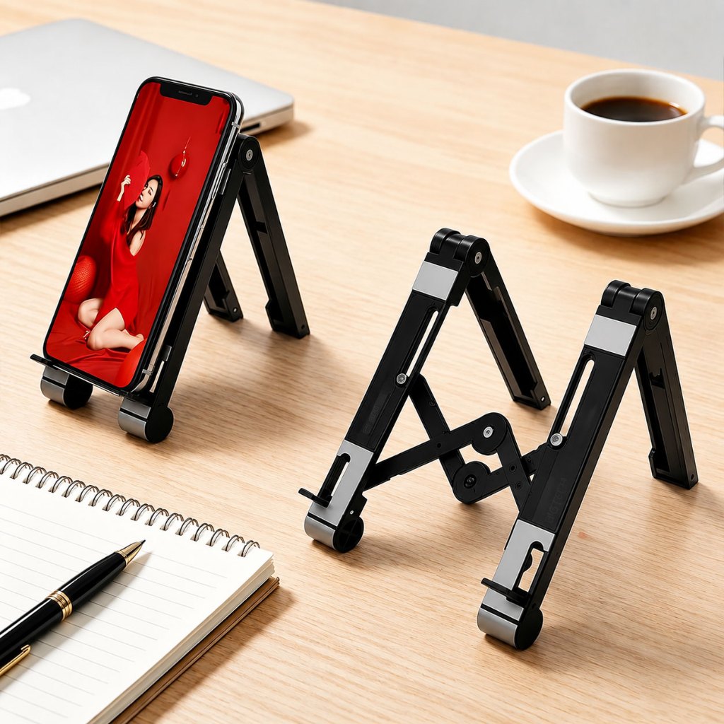 Suporte Para Celular Com Tripé De Mesa Ajustável Em 360° Ideal Para Gravação De Vídeos