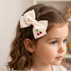 Laço Cabelo Infantil de Linho Bordado Luxo | Premium | Menina e de Girassol