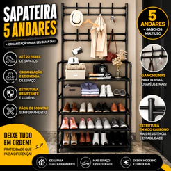 Sapateira Arara Vertical 5 Andares Organizador de Sapatos Compacto para Casa Pequenos Espacos Util!!