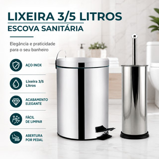 Lixeira Premium Inox: 60% OFF! 🛁