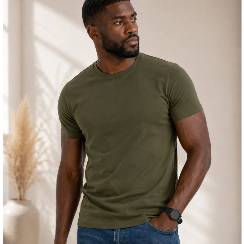 Camiseta Masculina Algodão Egípcio Lisa Premium Slim Confortável Básica Tecnologica Casual Original