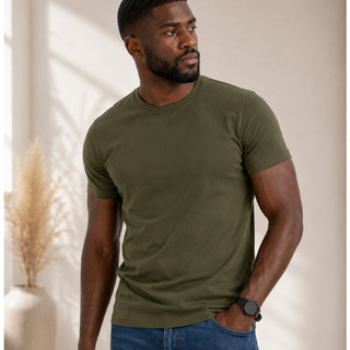 Camiseta Masculina Algodão Egípcio Lisa Premium Slim Confortável Básica Tecnologica Casual Original