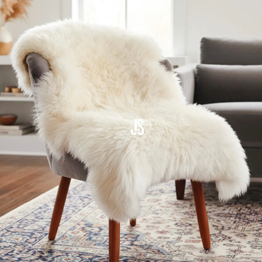 Pelego Natural De Ovelha Legitimo Branco Grande – Manta Decorativa Macia Para Cadeira Sofá Poltrona Luxo