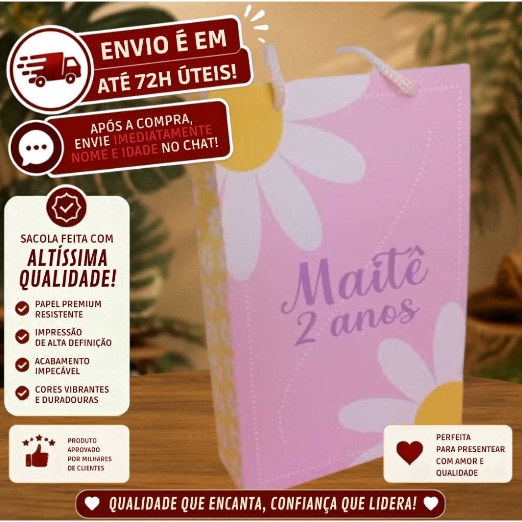 Kit Sacolinha Personalizada Festa Margarida