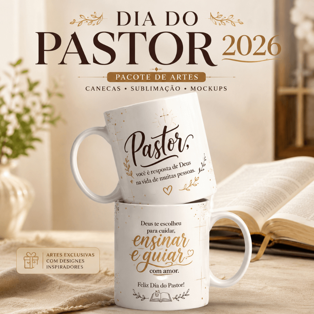 Caneca Xícara Dia do Pastor Homenagem Pastores Evangélico Igreja Presente Personalizada OFERTA RELÂMPAGO!