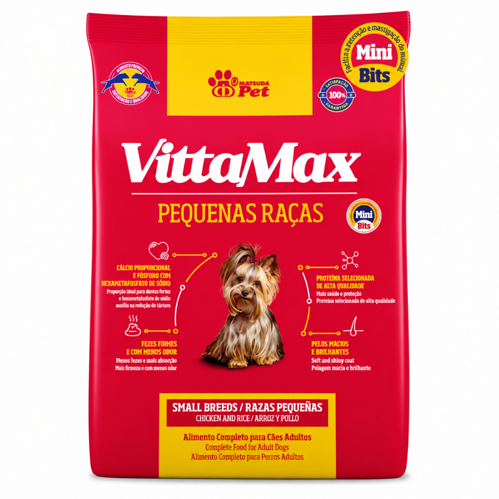 Ração Vittamax Cachorro Adulto Pequenas Raças 10,1kg Premium Especial Nutrição Completa Saúde Bucal Embalagem Econômica