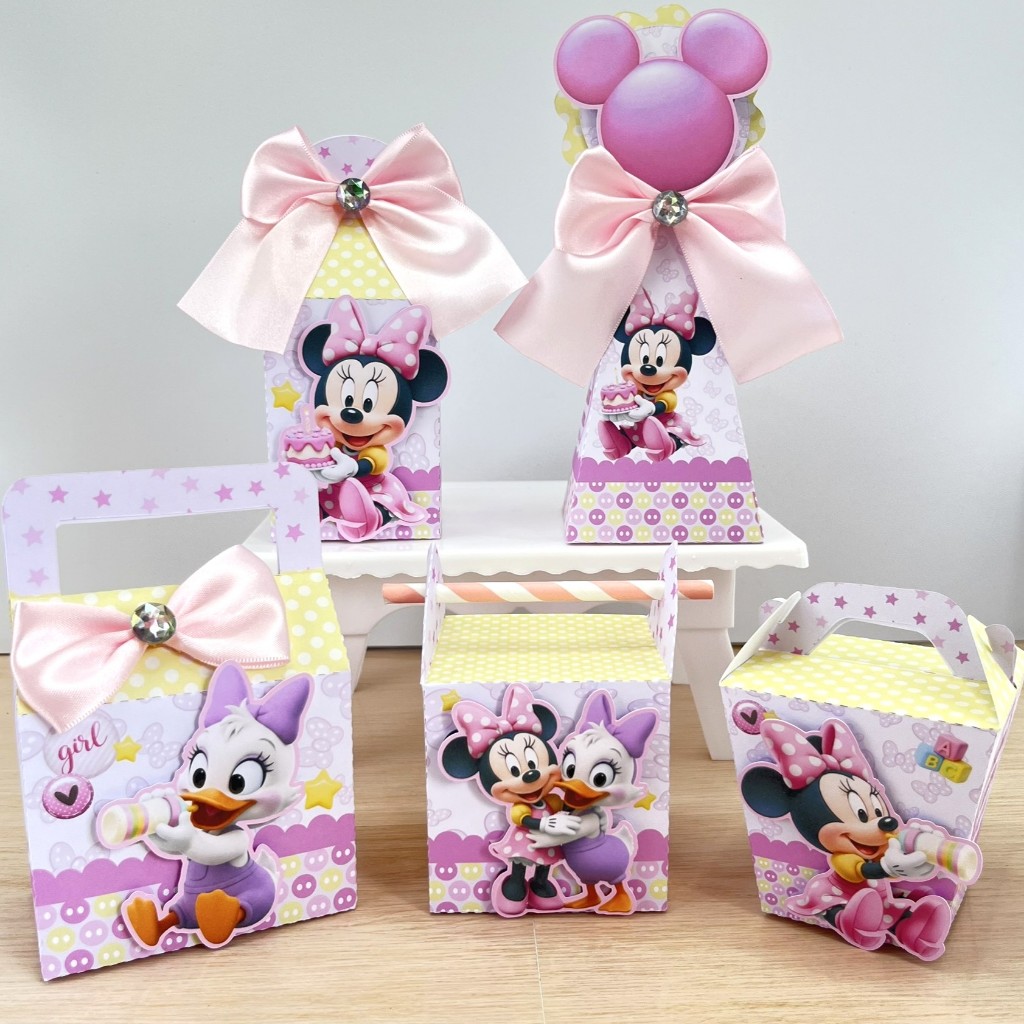 Kit Festa Personalizados MINNIE BABY | Caixinhas Personalizadas | Lembrancinhas de Aniversário | Festa Infantil