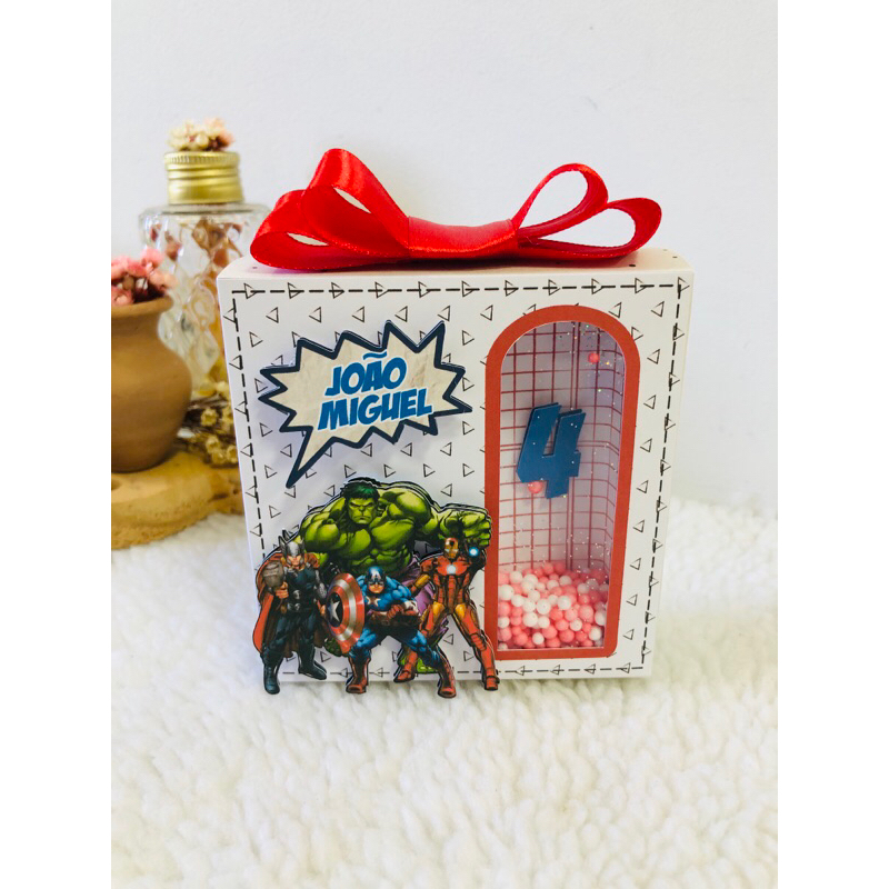 05 Caixa Personalizada Slim para aniversário / Lembrancinha Vingadores- Super Heróis para aniversário infantil.