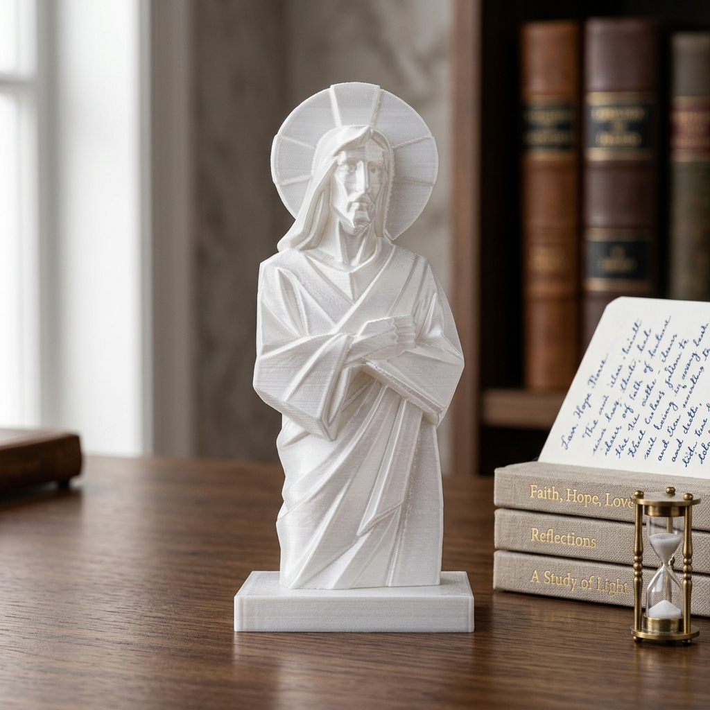 Estátua Sagrado Coração de Jesus Decorativa Enfeite Religioso Católico Escultura Cristã  Aparador Presente Fé Decoração