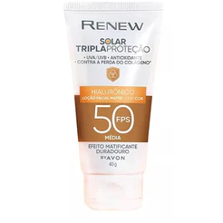 Protetor Solar com Cor FPS 50 - MEDIA, Tripla Proteção, Efeito Matte