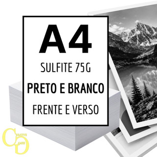 Impressão Preto e Branco Papel A4 Sulfite 75g Frente e Verso