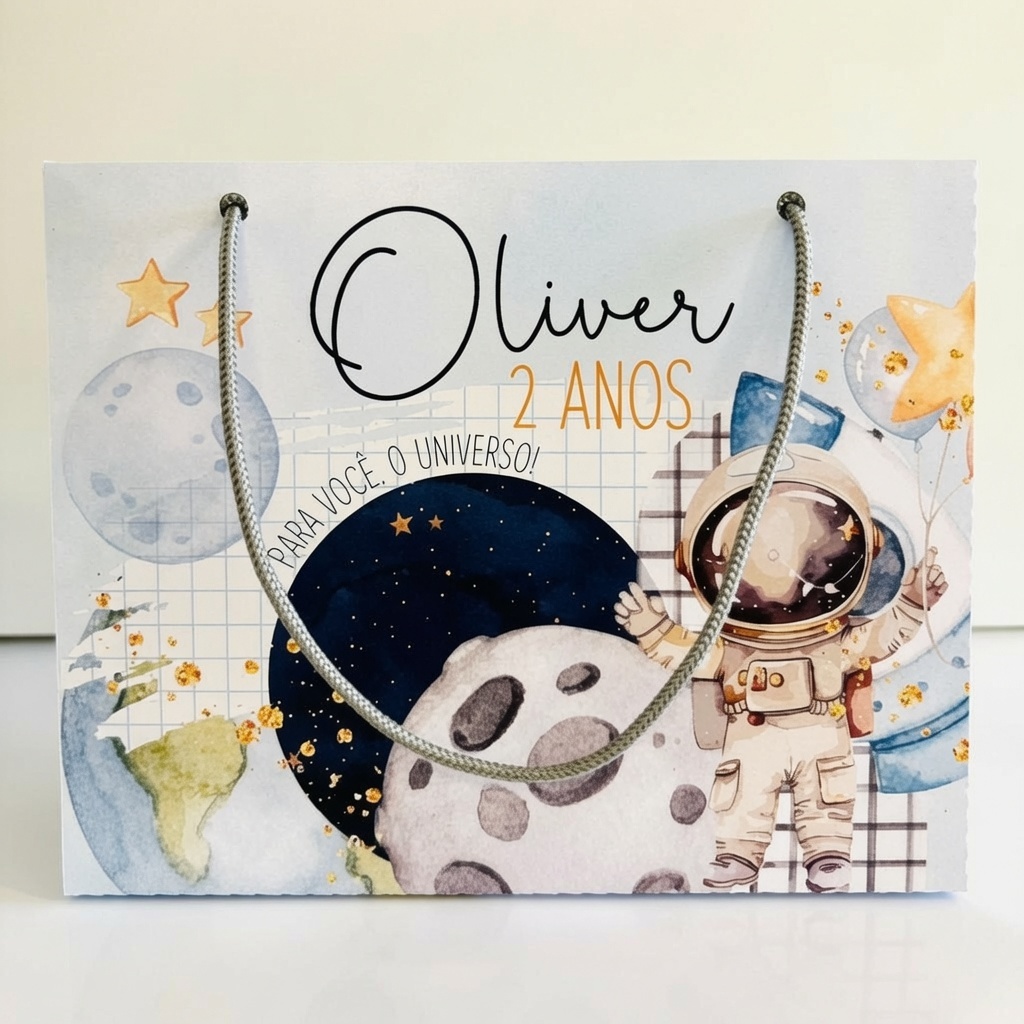 Kit Sacolinha Personalizada Astronauta Sacolinha Pegue e Monte Lembrancinha para Festa Aniversário