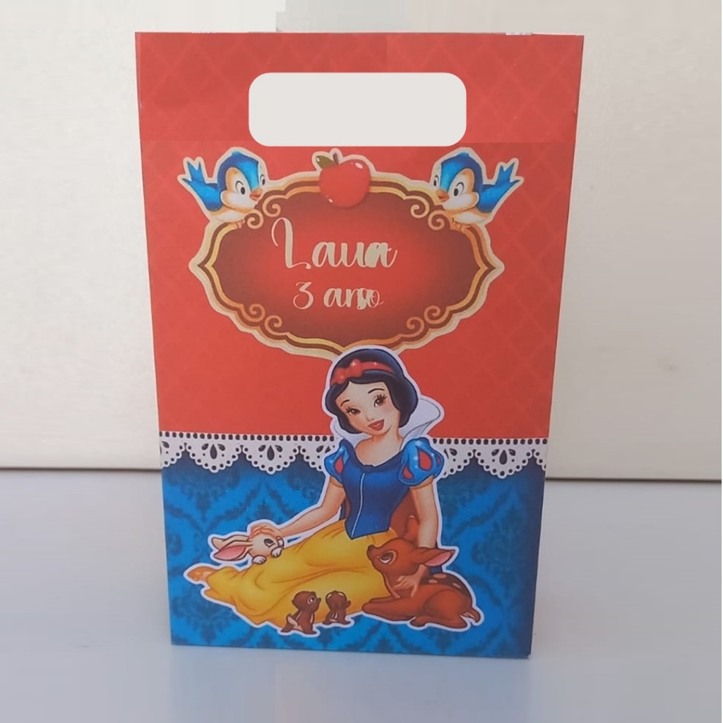 Sacolinha Surpresa Personalizada Branca de Neve Lembrancinhas para Festa Infantil