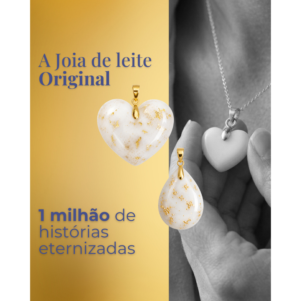 Pingente de Leite Materno Lackto com Folhas Douradas | Kit para Fazer 2 Joias | Faça Você Mesma | Amor de leite